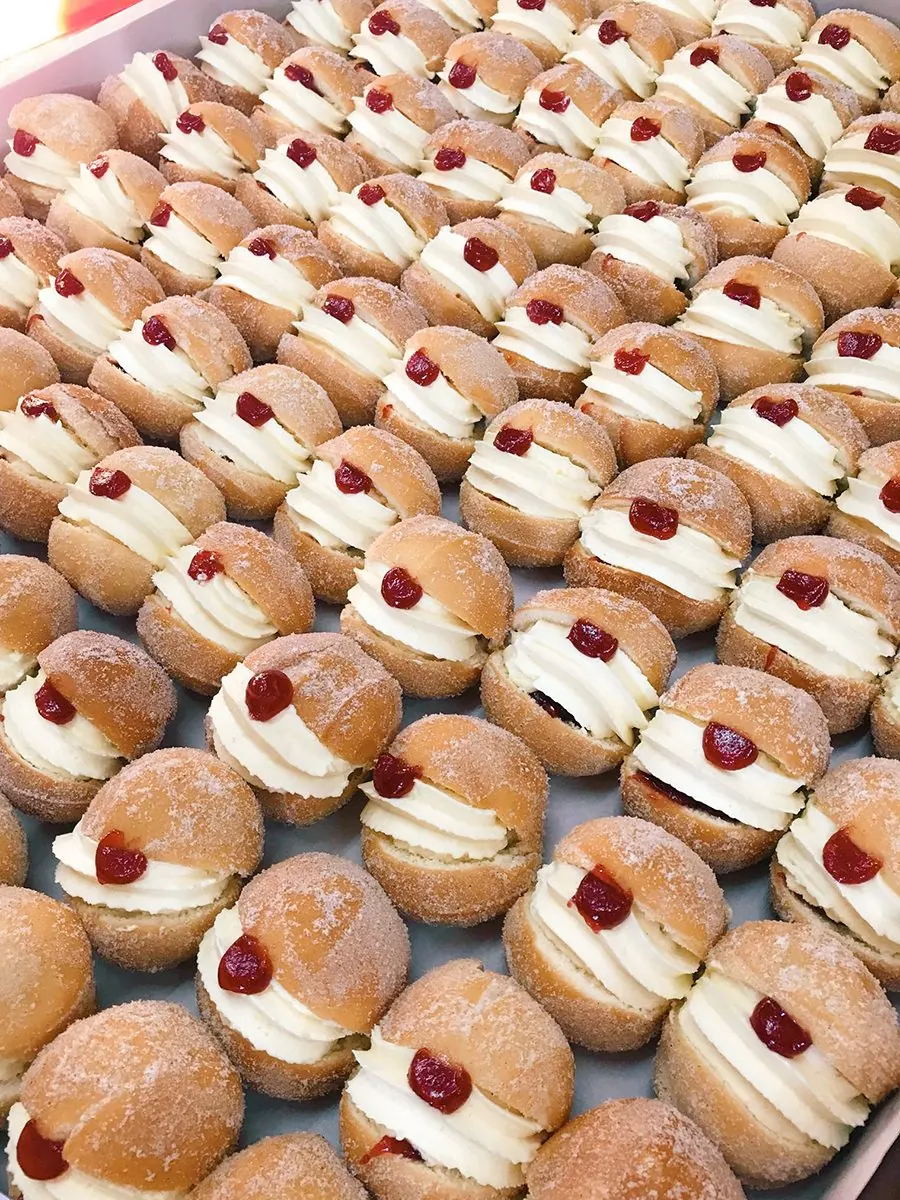 A tray of custard tarts.